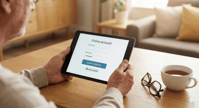 confirmar identidade e ativar bónus de registo em casino online no tablet